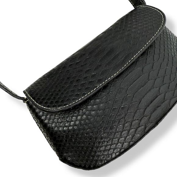 Y2K TOMMY HILFIGER black snakeskin super mini shoulder bag - Picture 10 of 14